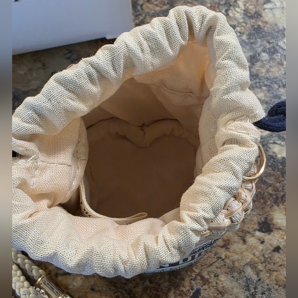 NIB Christian Dior Beige and Navy Drawstring Bucket - Picture 3 of 6